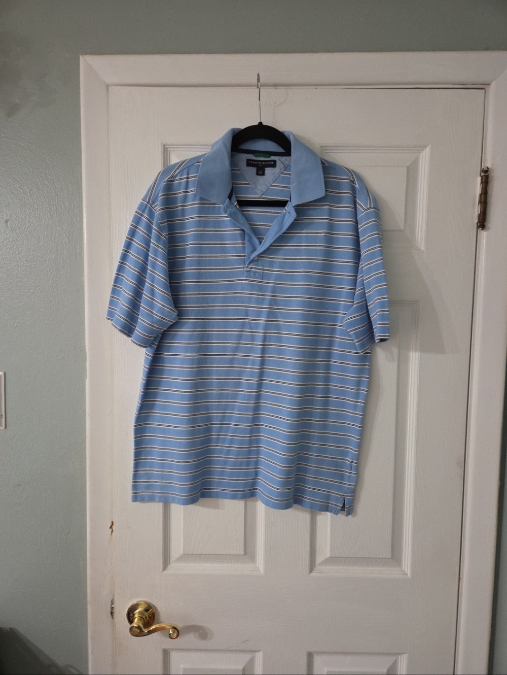Tommy Hilfiger Mens Short Sleeve Blue Striped Golf Polo.   L